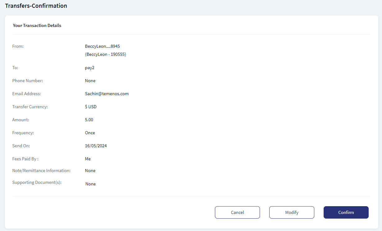Transfer Confirmation